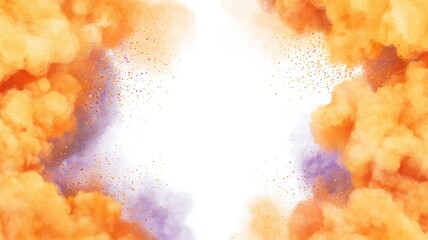 Poster - Vibrant Orange and Purple Watercolor Background with Dynamic Textural Elements