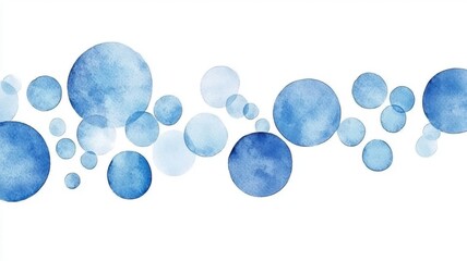 Poster - Soft Blue Watercolor Bubbles with Gentle Shades for Artistic Designs