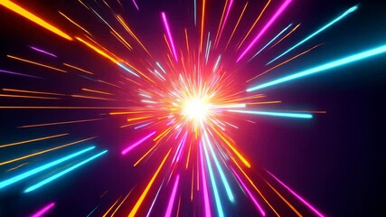 Poster - Vibrant light streaks burst in dynamic motion with neon colors