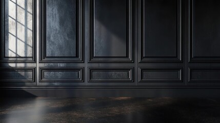 Aufkleber - Black countertop on sophisticated classic panel wall background for product display