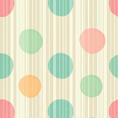 Poster - Vibrant Pastel Polka Dot and Stripes Seamless Pattern Background