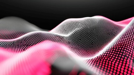 Poster - Abstract gradient line connecting intricate wave patterns, representing international social networks and big data connectivity in technology, emphasizing a modern digital landscape.