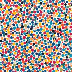 Poster - Vibrant Multicolored Polka Dot Pattern Backdrop with Scattered Circles and Geometric Shapes