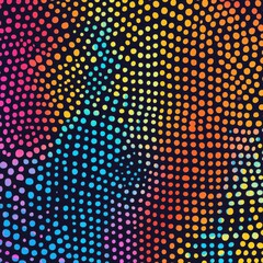 Poster - Vibrant Geometric Abstract Pattern with Colorful Dots and Circles Forming Futuristic Digital Backdrop