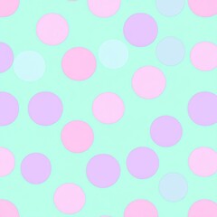 Poster - Mint Green and Pink Pastel Polka Dot Seamless Pattern