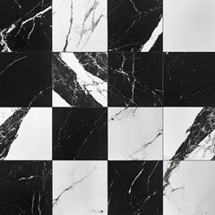 Poster - Elegant Black and White Marble Tile Pattern for Contemporary Interior Design