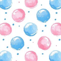 Poster - Playful Pink and Blue Bubble Sphere Pattern in Pastel Digital