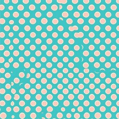 Poster - Seamless polka dot abstract pattern in teal and cream colors for modern minimalist design