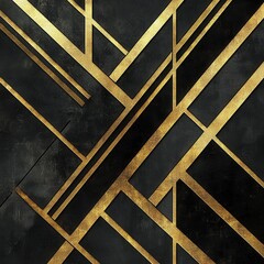 Poster - Striking Abstract Geometric Pattern in Dark Metallic Gold Tones as Luxurious Minimalist Background