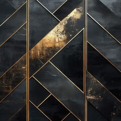 Poster - Elegant Dark Gold Abstract Geometric Pattern Minimal Modern Interior Digital Art Design Background