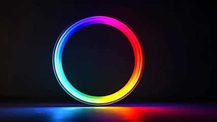 Poster - Vivid light circle radiating brilliant colors and creating a mesmerizing atmosphere in a darkened space. Generative AI