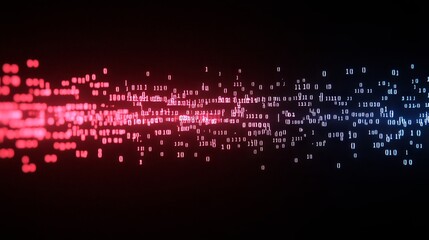 Poster - Binary Data Stream Abstract Visualization Red Blue Digital Code