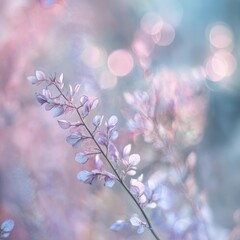 Poster - Delicate Floral Bouquet in Soft Pastel Tones with Blurred Bokeh Background