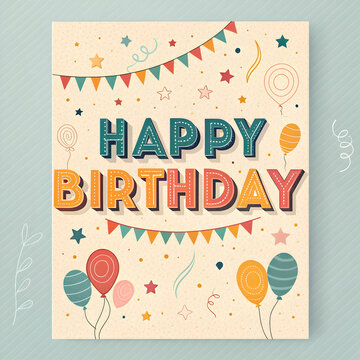 happy birthday card with typography vector