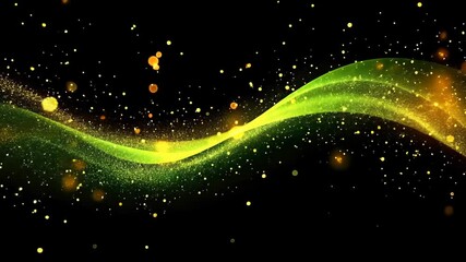 Poster - Enchanting green and golden wave of light sparkles in a mesmerizing dance of colors after dusk. Generative AI