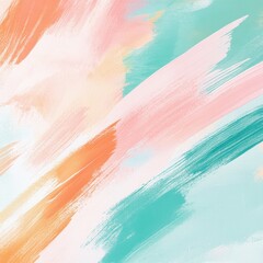 Poster - Vibrant Fluid Brushstrokes in Pastel Hues Creating a Captivating Abstract Composition