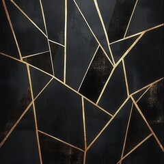 Poster - Sleek Geometric Abstract Textured Background with Intersecting Gold Lines and Elegant Dark Shapes