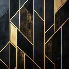 Poster - Stunning Dramatic Black and Gold Geometric Abstract Wall Art Decor Design Background