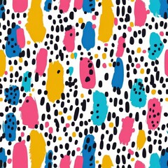 Poster - Colorful Abstract Patterned Background with Playful Blob and Brush Strokes
