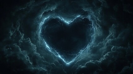 Poster - Celestial Heart Electric Storm Love in Dark Cloudscape