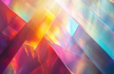 Poster - Abstract Rainbow Prism Textures with Iridescent Metallic Holographic Colors in Modern Futuristic Design
