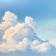 Canvas Print - Captivating Cloudscape Billowing White Clouds Adorn the Serene Blue Sky