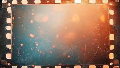 Aufkleber - Vintage Film Frame with Dust and Light Leaks Retro Background Aged Distressed Texture Cinematic Style
