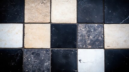 Poster - Checkerboard Patterned Stone Tile Floor Surface