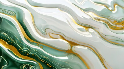 Wall Mural - abstract with golden and green pattern, generative ai