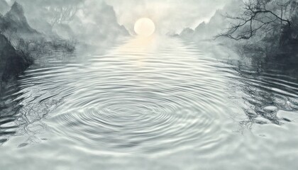 Poster - Calm Clear Water Surface with Gentle Ripples and Soft Light in Minimalistic Style