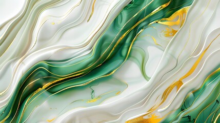 Wall Mural - abstract with golden and green pattern, generative ai
