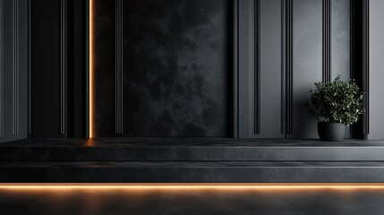 Aufkleber - Luxury Black Tabletop on Elegant Classic Wall Panels Background for Product Presentation