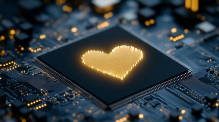 Poster - Circuit Board Heart Digital Love and Technology