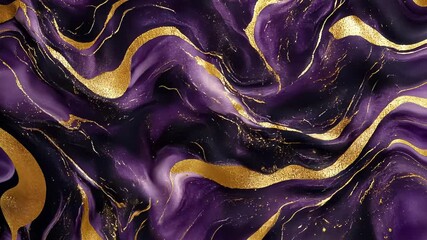 Poster - Stunning swirling patterns of deep purple and shimmering gold capture the essence of elegance in artistic design creation. Generative AI