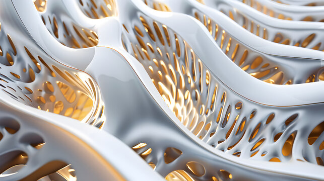 Abstract organic structure with intricate patterns and glowing highlights.