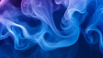 Poster - Mystical dance of swirling blue and white smoke creating an enchanting atmosphere in the twilight hours. Generative AI