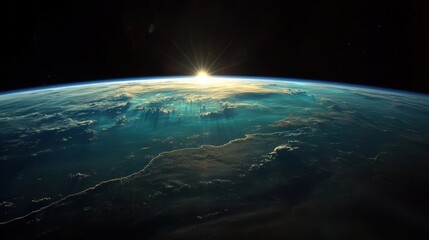Wall Mural - view of earth from space, with its vibrant blue and green hues standing out against the blackness of