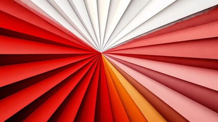 Poster - Vibrant geometric pattern blend radiating from the center in striking red, white, and orange colors. Generative AI