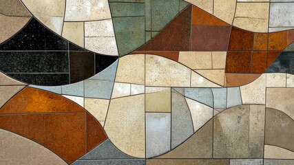 Poster - Explore the beauty of abstract mosaic design with warm colors and intriguing textures in a modern art installation. Generative AI