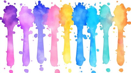Poster - Colorful Watercolor Splashes Abstract Art Rainbow Hues