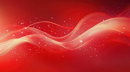 Poster - smooth, gradient red background, with soft shimmering effects that create a sense of movement.