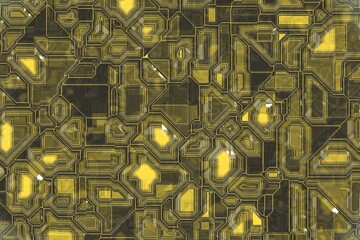 Poster - beautiful yellow techno computer template computer art background illustration