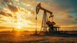 © Biggy - Oil Pump Jack at Sunset Amidst Dramatic Sky and Industrial Landscape
