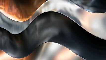 Poster - Wavy metallic patterns create an abstract art installation with vibrant colors and textures. Generative AI