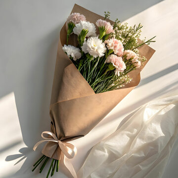 elegant modern carnation flowers outline bouquet w