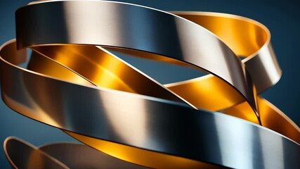 Poster - Shimmering metallic ribbons twist gracefully in a vibrant display of beauty and artistry. Generative AI