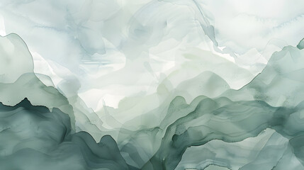 Wall Mural - pale gray blue green abstract watercolor drawing, soft sage green tones,, generative ai