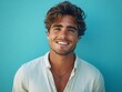 © pongtap - Smiling young man portrait studio setting lifestyle photography bright colors