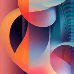 Poster - Abstract Fluid Forms: An evocative digital art piece showcasing vibrant, swirling abstract forms in shades of orange, blue, and purple.