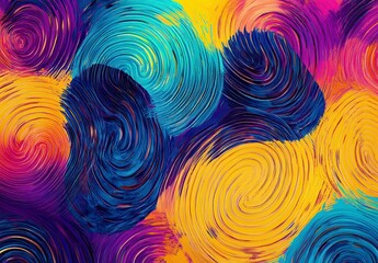 Poster - Colorful Abstract Swirl Patterns in Vibrant Hues of Blue, Yellow, Pink, and Purple for Creative Design and Art Background